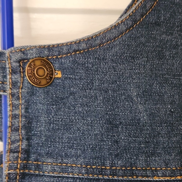 NWT Mudpie Denim Shortalls Rolled Cuff Sz 9-12m Infant Jean Shorts Overalls - Picture 6 of 6
